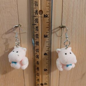 Adorable Cream Hippo Earrings